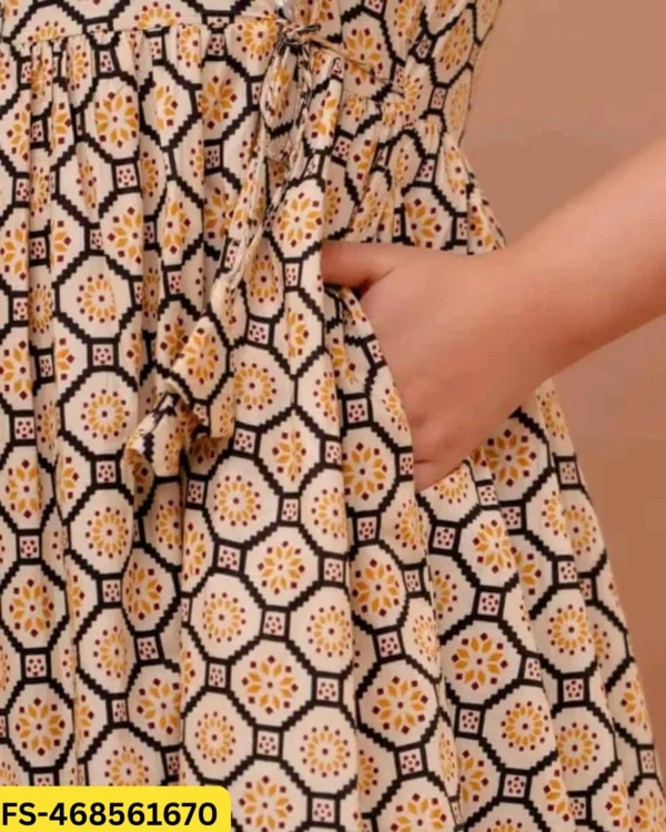 Premium cream feeding kurti featuring functional side pocket and soft rayon fabric.