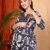 Hidden zipper nursing maternity kurti navy blue